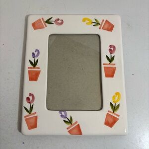 🛍️3/$30 vintage flower pot white‎ ceramic stand up picture frame